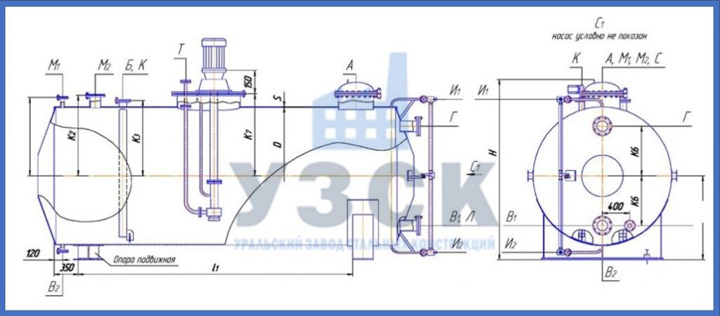 Чертеж емкости ГКК в Кара-Балта
